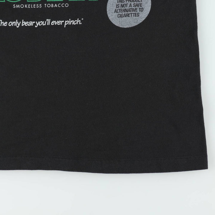 90'S Fruit of the Loom Kodiak Bear Print Advertising T-Shirt, Made in USA, Men's Size XL (approx.) cotton black type Vintage Second Hand