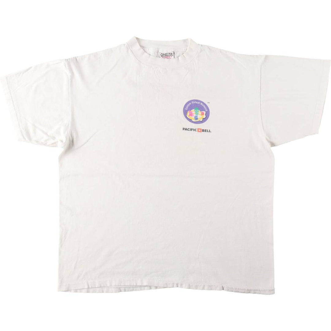 90'S ONEITA Pacific Bell Advertising T-Shirt, Men's XL equivalent, Vintage cotton white type Vintage Second Hand