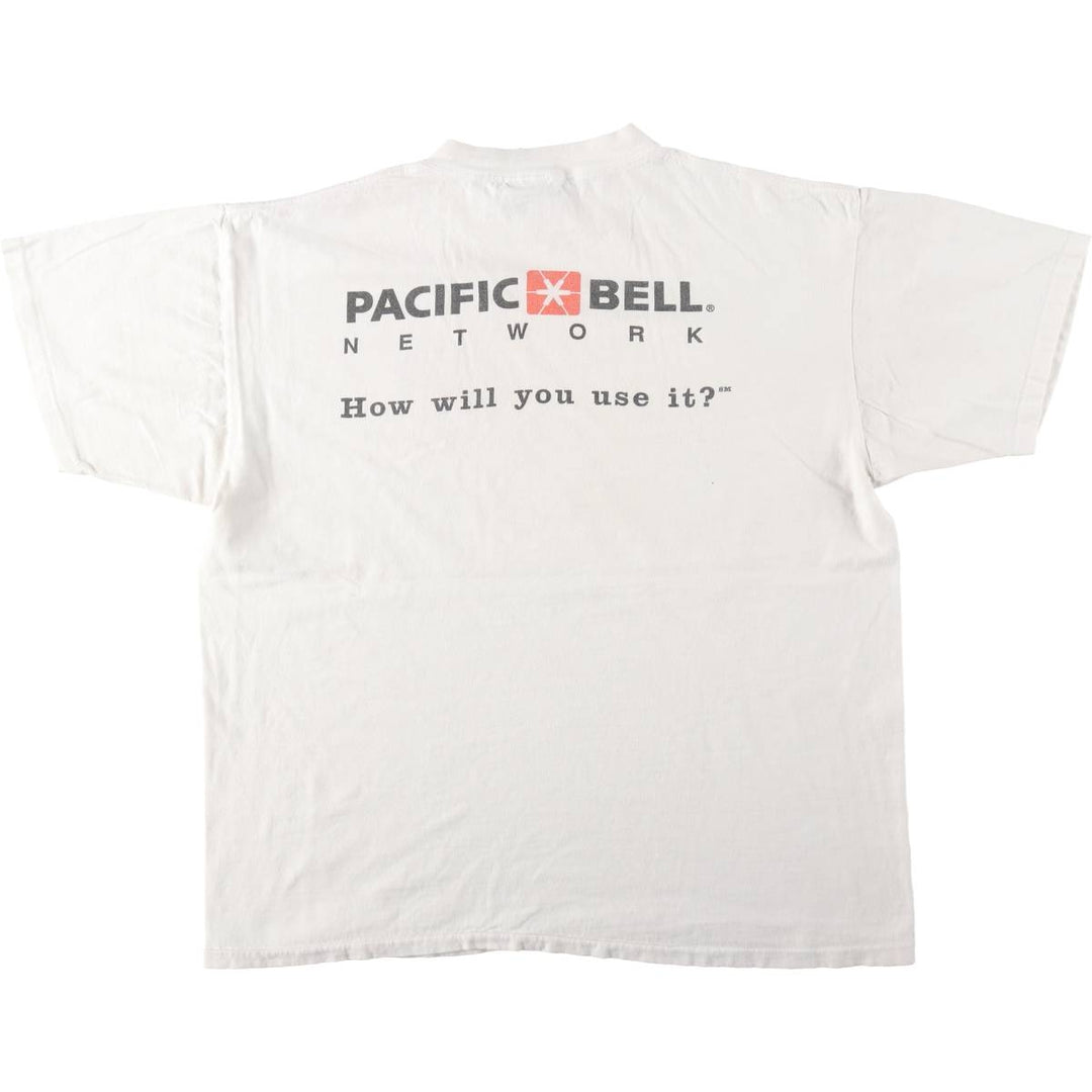 90'S ONEITA Pacific Bell Advertising T-Shirt, Men's XL equivalent, Vintage cotton white type Vintage Second Hand