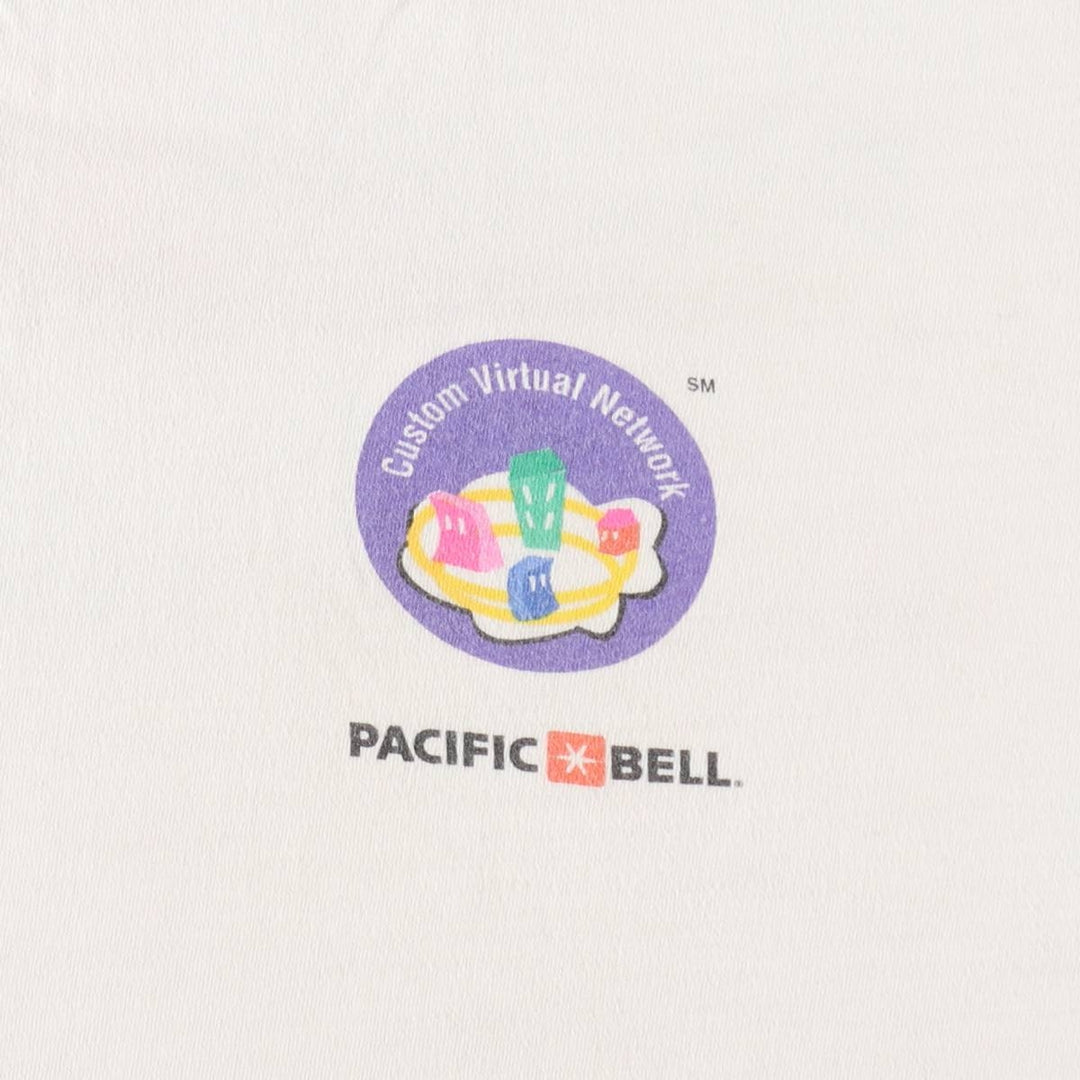 90'S ONEITA Pacific Bell Advertising T-Shirt, Men's XL equivalent, Vintage cotton white type Vintage Second Hand