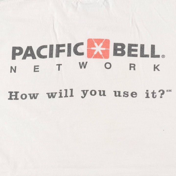 90'S ONEITA Pacific Bell Advertising T-Shirt, Men's XL equivalent, Vintage cotton white type Vintage Second Hand