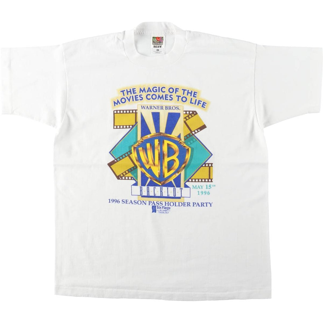 90'S Fruit of the Loom Best Warner Bros. Advertising T-Shirt, Made in USA, Men's Size L (approx.) cotton white type Vintage Second Hand