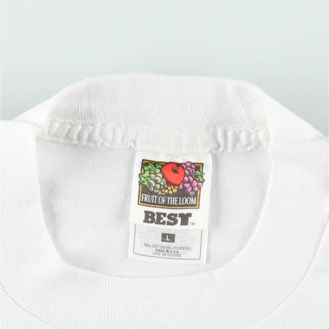 90'S Fruit of the Loom Best Warner Bros. Advertising T-Shirt, Made in USA, Men's Size L (approx.) cotton white type Vintage Second Hand