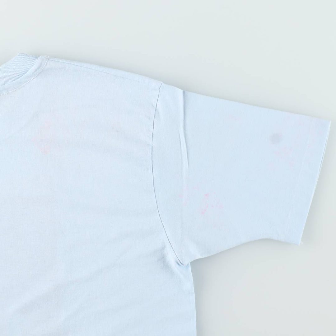 80'S Hanes Fifty-Fifty Blue Tag COMCAST Advertising T-Shirt, Made in USA, Men's Size L (Equivalent), Vintage cotton Blue type light blue Vintage Second Hand