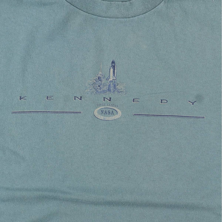 90'S PRAIRIE MOUNTAIN Kennedy Space Center Advertising T-Shirt, Made in USA, Men's Size L (Equivalent), Vintage cotton green type Vintage Second Hand