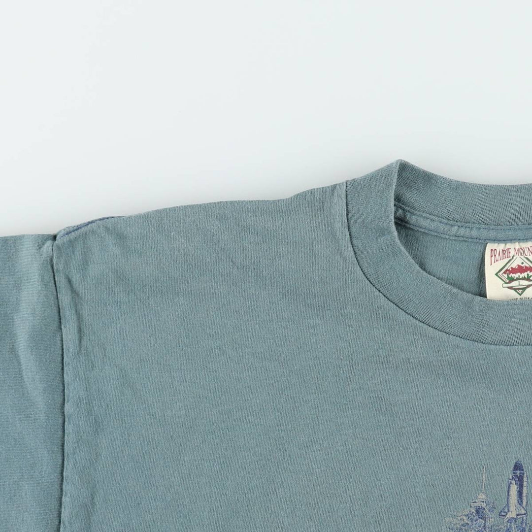 90'S PRAIRIE MOUNTAIN Kennedy Space Center Advertising T-Shirt, Made in USA, Men's Size L (Equivalent), Vintage cotton green type Vintage Second Hand