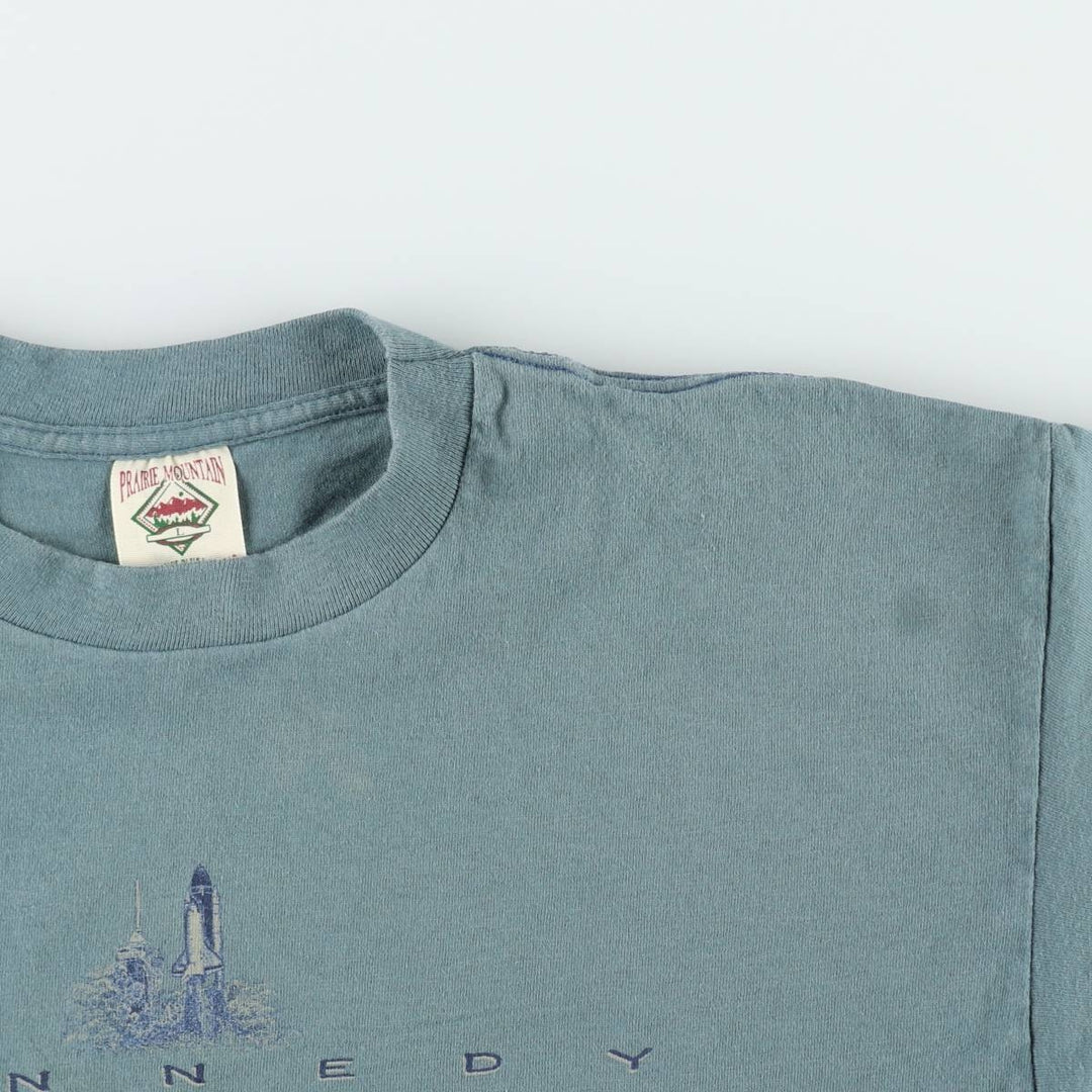 90'S PRAIRIE MOUNTAIN Kennedy Space Center Advertising T-Shirt, Made in USA, Men's Size L (Equivalent), Vintage cotton green type Vintage Second Hand
