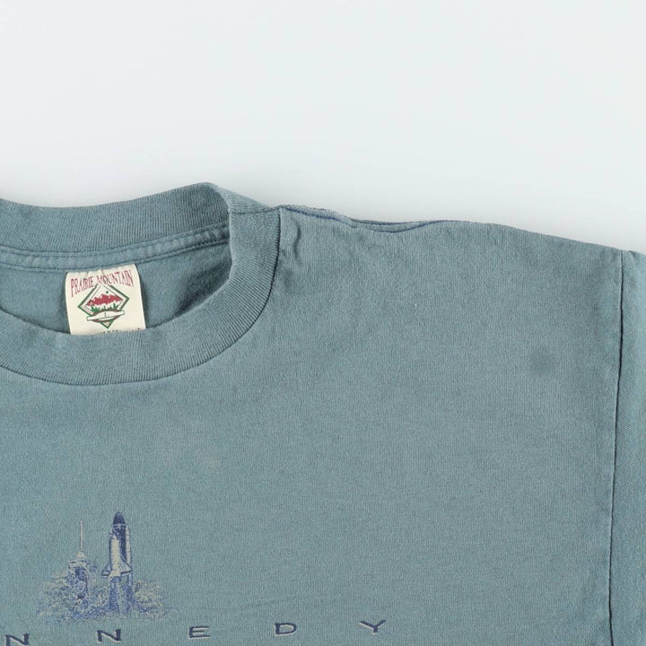 90'S PRAIRIE MOUNTAIN Kennedy Space Center Advertising T-Shirt, Made in USA, Men's Size L (Equivalent), Vintage cotton green type Vintage Second Hand