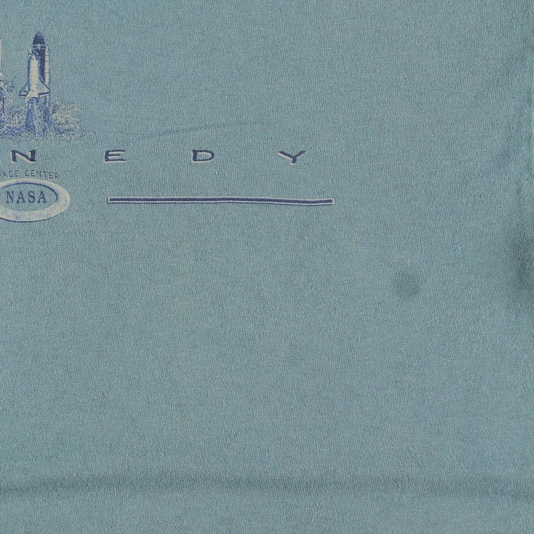 90'S PRAIRIE MOUNTAIN Kennedy Space Center Advertising T-Shirt, Made in USA, Men's Size L (Equivalent), Vintage cotton green type Vintage Second Hand