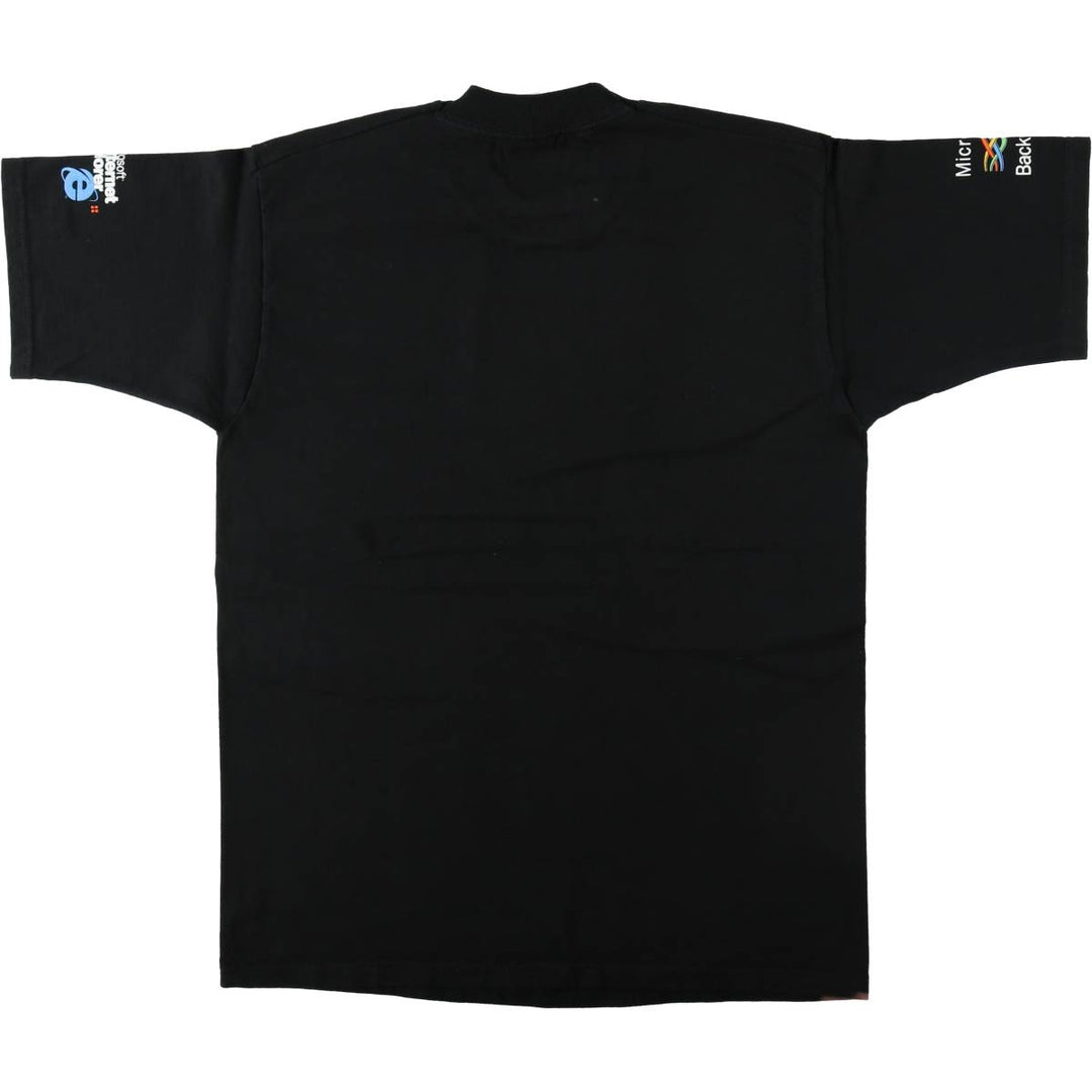 2000'S Fruit of the Loom Heavy Cotton Microsoft Advertising T-Shirt, Men's Size L (approx.) cotton black type Vintage Second Hand