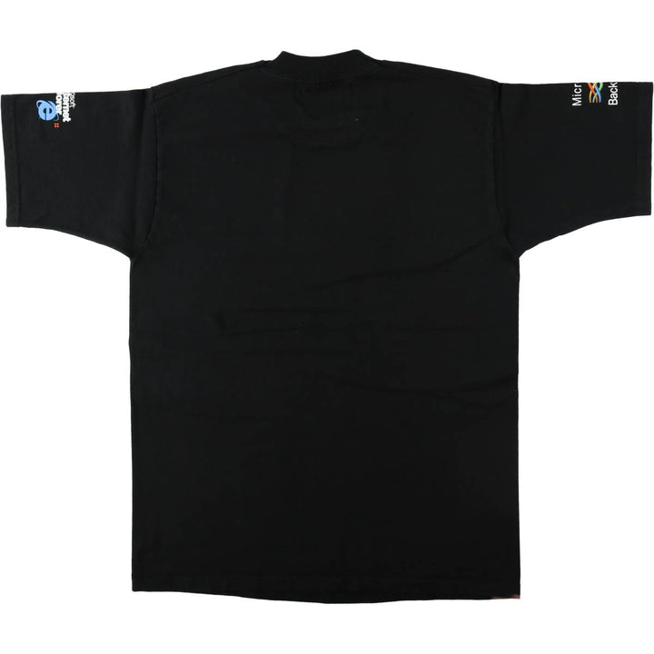 2000'S Fruit of the Loom Heavy Cotton Microsoft Advertising T-Shirt, Men's Size L (approx.) cotton black type Vintage Second Hand