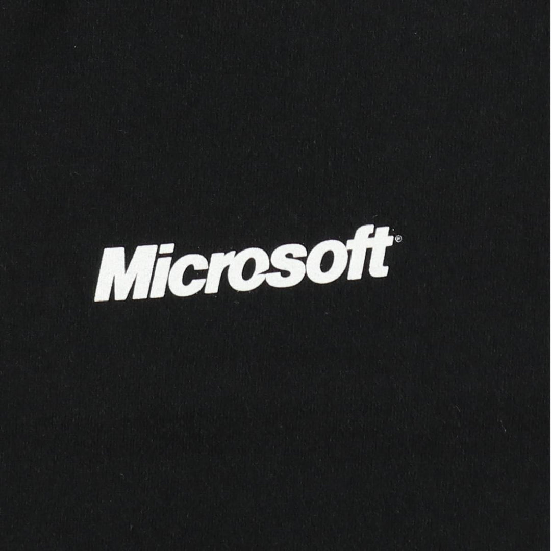 2000'S Fruit of the Loom Heavy Cotton Microsoft Advertising T-Shirt, Men's Size L (approx.) cotton black type Vintage Second Hand