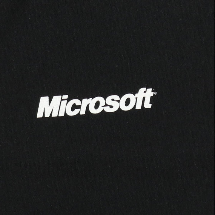 2000'S Fruit of the Loom Heavy Cotton Microsoft Advertising T-Shirt, Men's Size L (approx.) cotton black type Vintage Second Hand