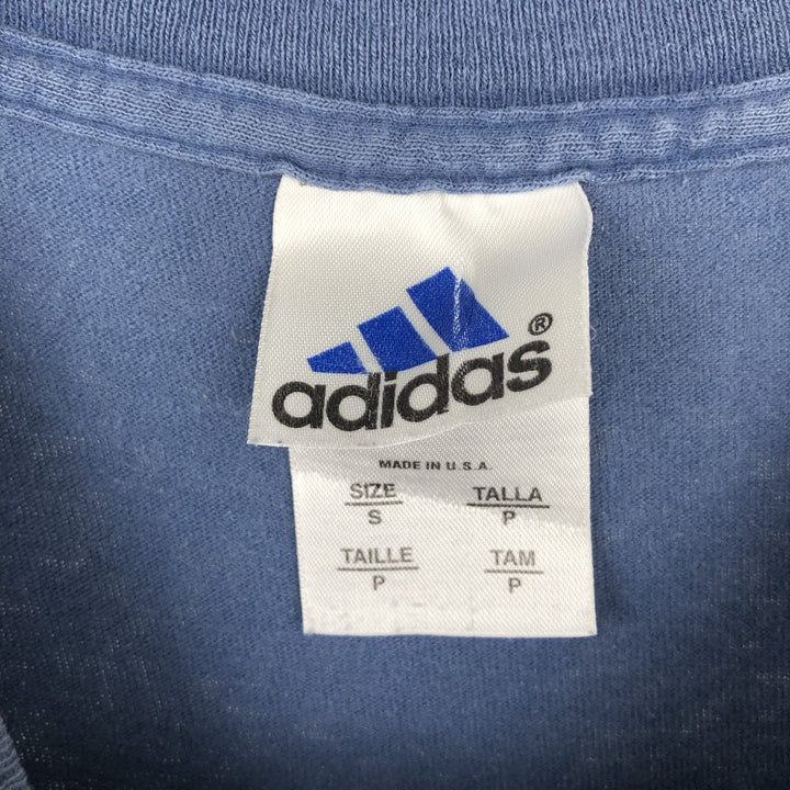 90s-00'S Adidas sports print T-shirt, made in USA, men's size S (approx.) cotton navy blue type Vintage Second Hand