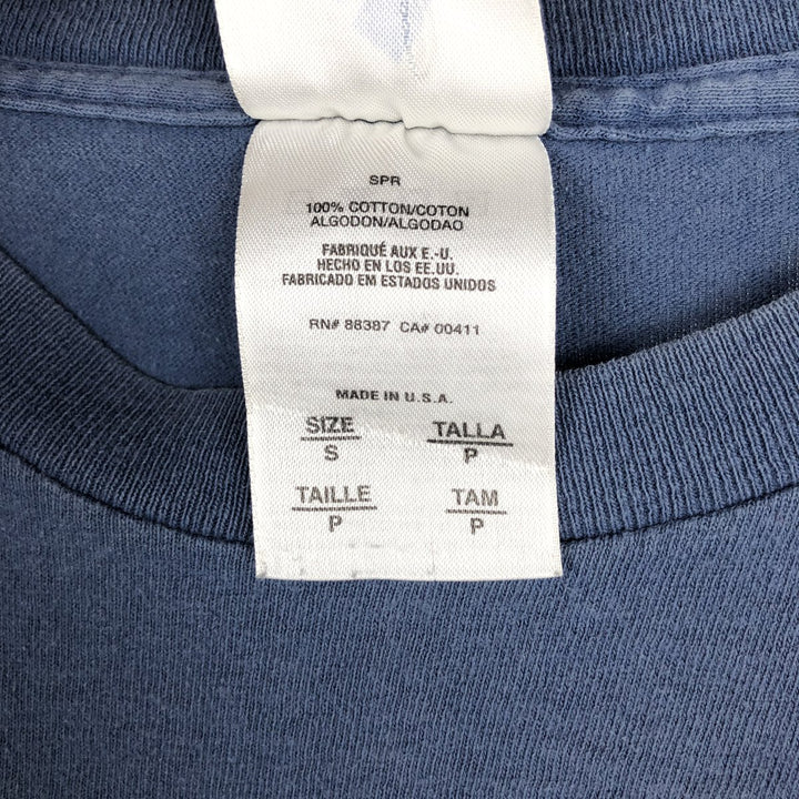 90s-00'S Adidas sports print T-shirt, made in USA, men's size S (approx.) cotton navy blue type Vintage Second Hand