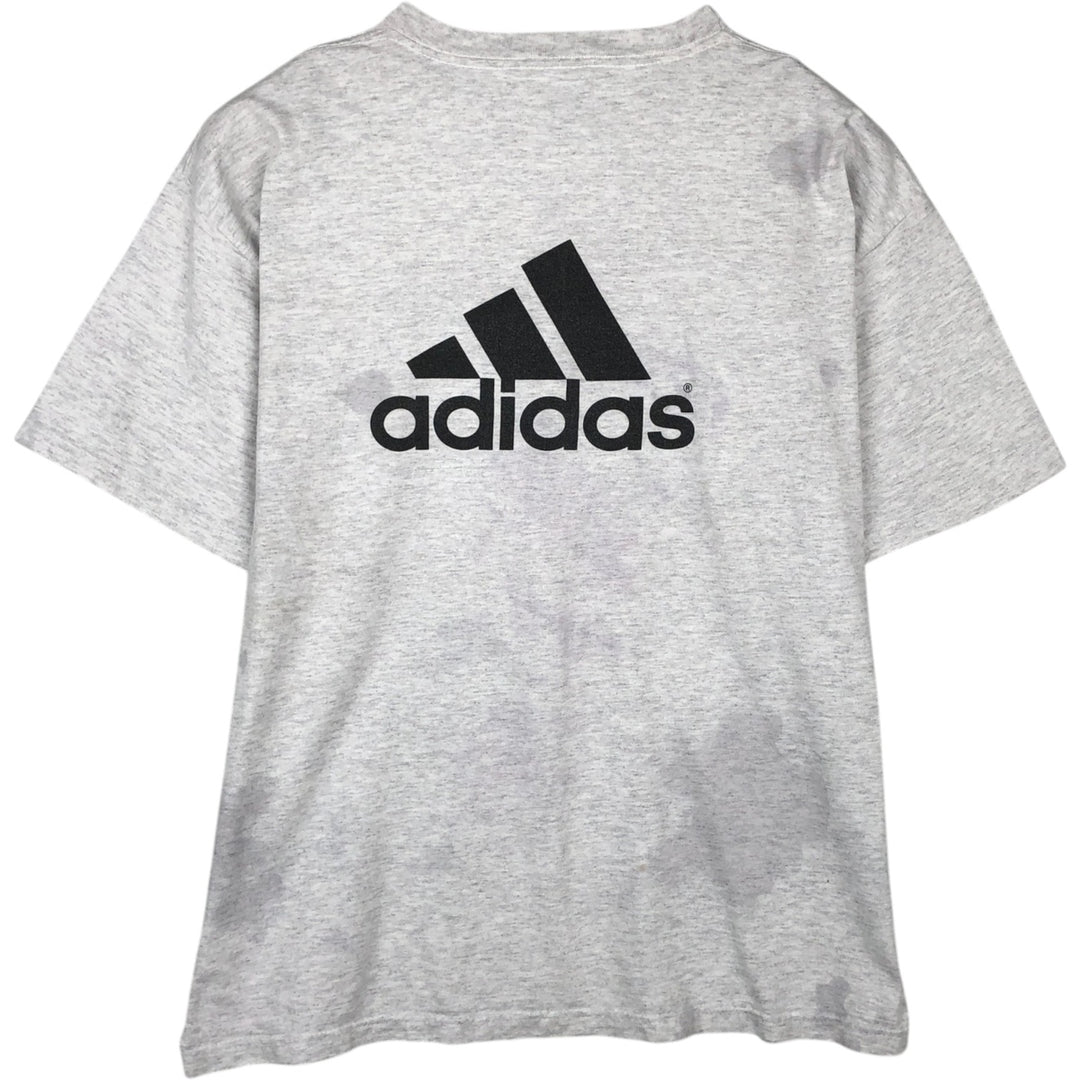 90'S Adidas back logo sports print t-shirt, made in USA, men's size L equivalent, vintage. cotton gray type Vintage Second Hand