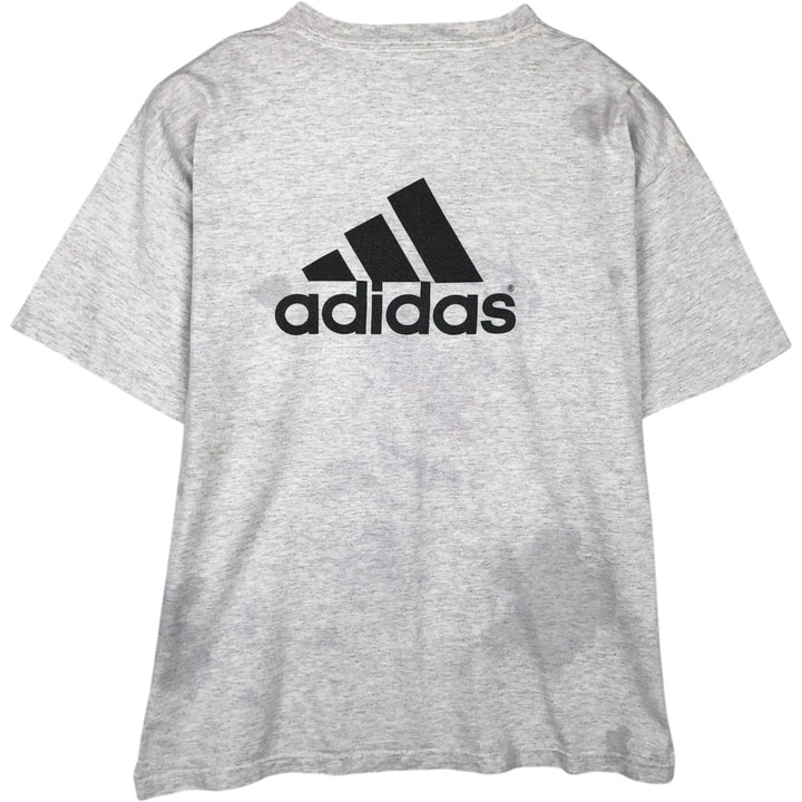 90'S Adidas back logo sports print t-shirt, made in USA, men's size L equivalent, vintage. cotton gray type Vintage Second Hand