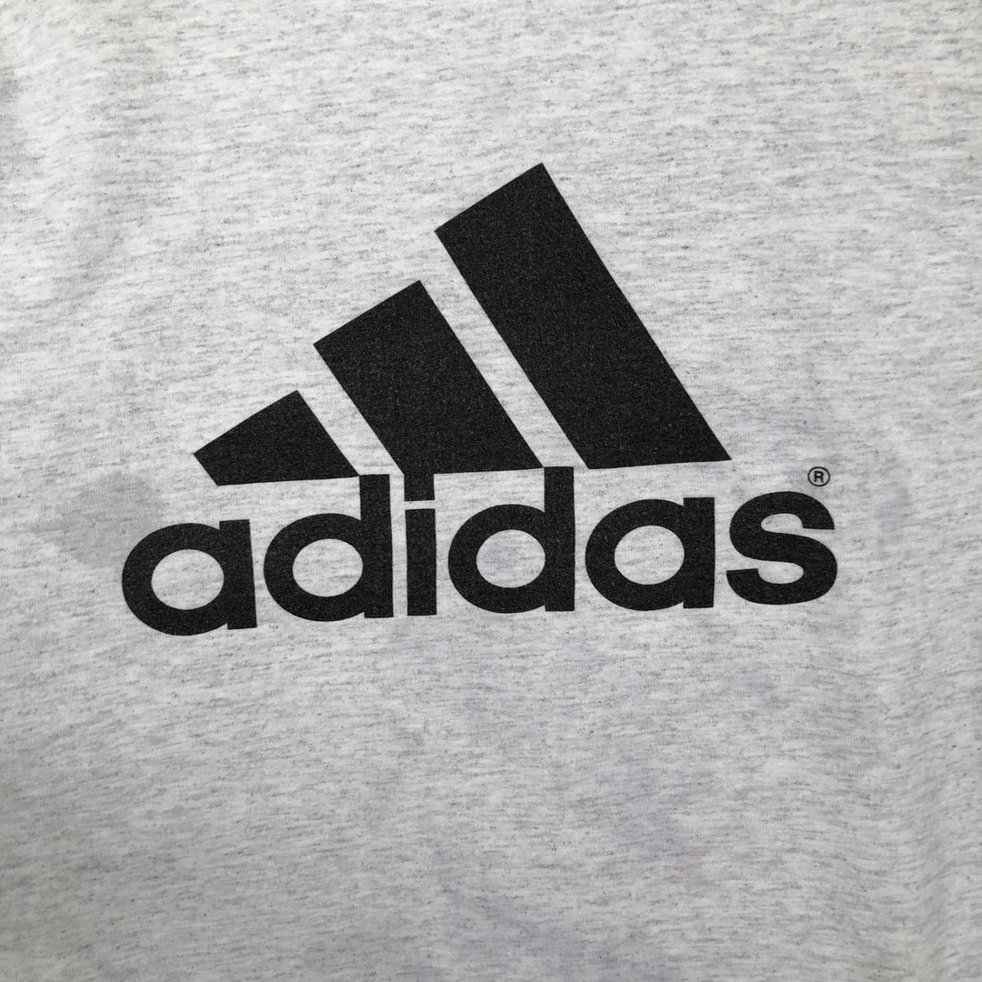 90'S Adidas back logo sports print t-shirt, made in USA, men's size L equivalent, vintage. cotton gray type Vintage Second Hand