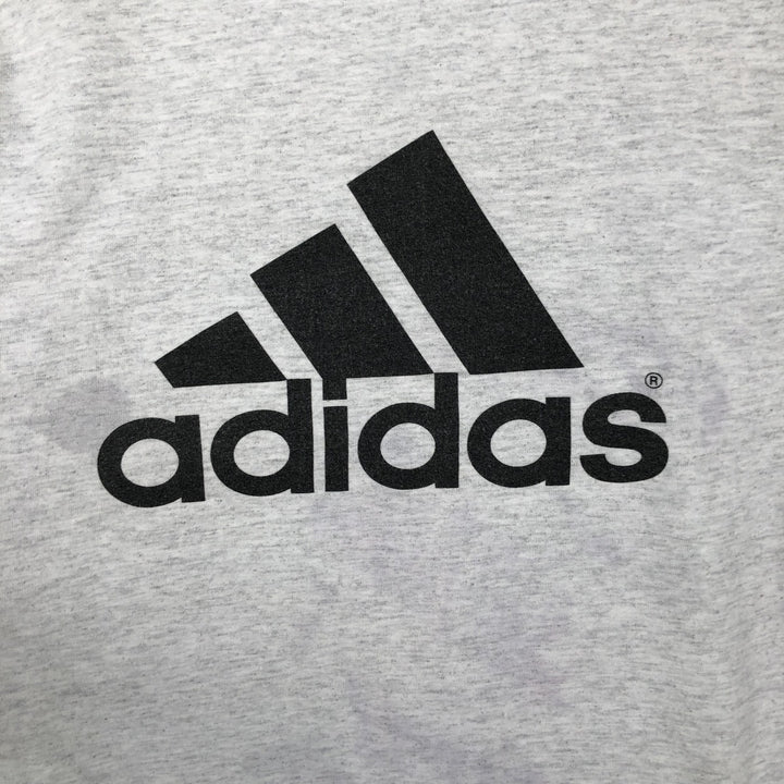 90'S Adidas back logo sports print t-shirt, made in USA, men's size L equivalent, vintage. cotton gray type Vintage Second Hand