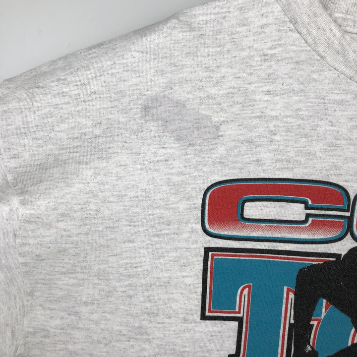 90'S Adidas back logo sports print t-shirt, made in USA, men's size L equivalent, vintage. cotton gray type Vintage Second Hand