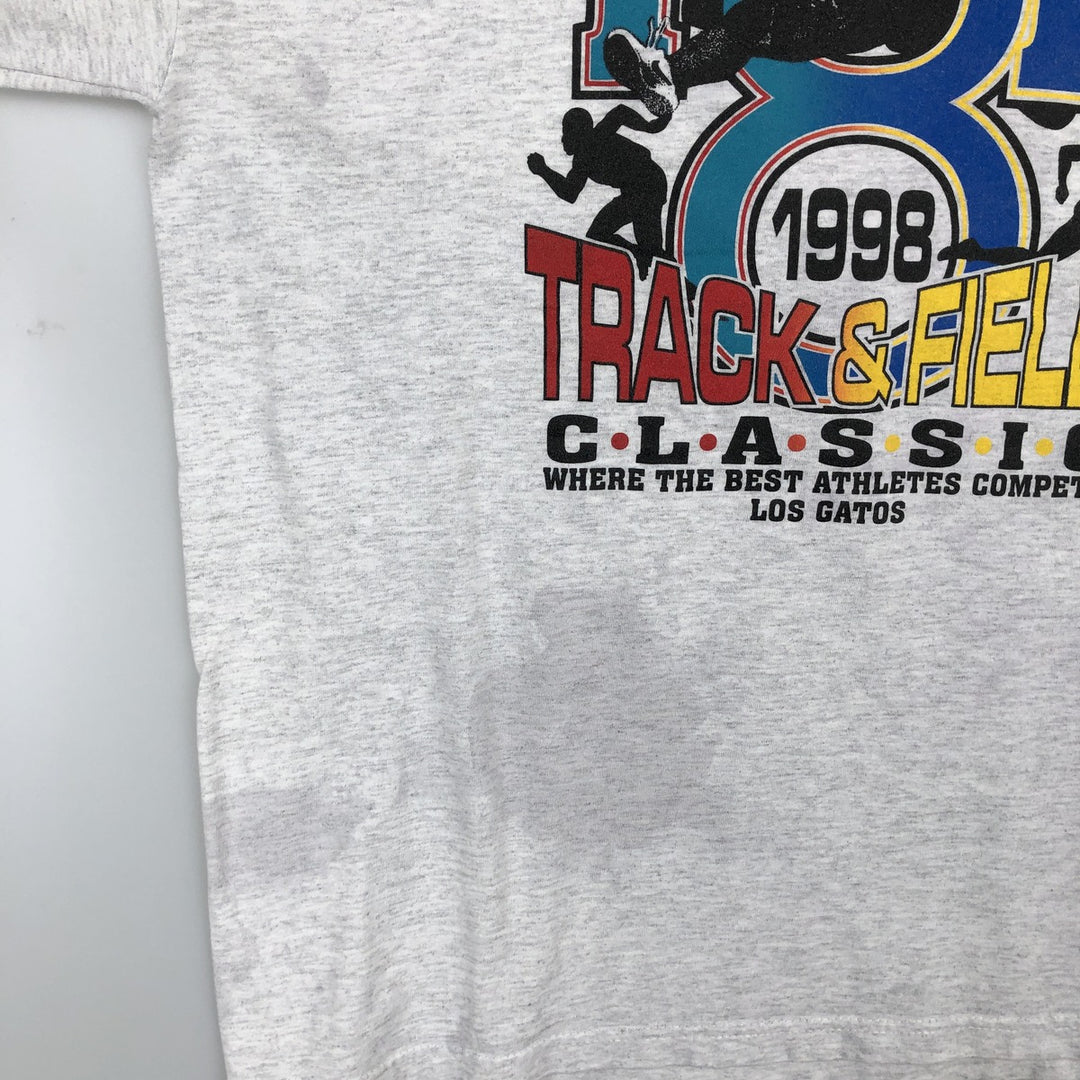 90'S Adidas back logo sports print t-shirt, made in USA, men's size L equivalent, vintage. cotton gray type Vintage Second Hand