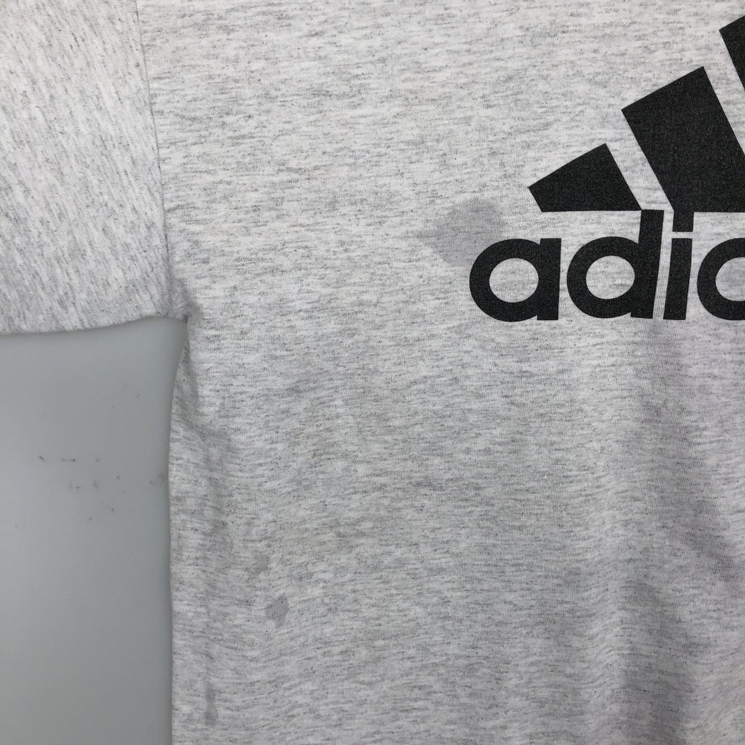 90'S Adidas back logo sports print t-shirt, made in USA, men's size L equivalent, vintage. cotton gray type Vintage Second Hand
