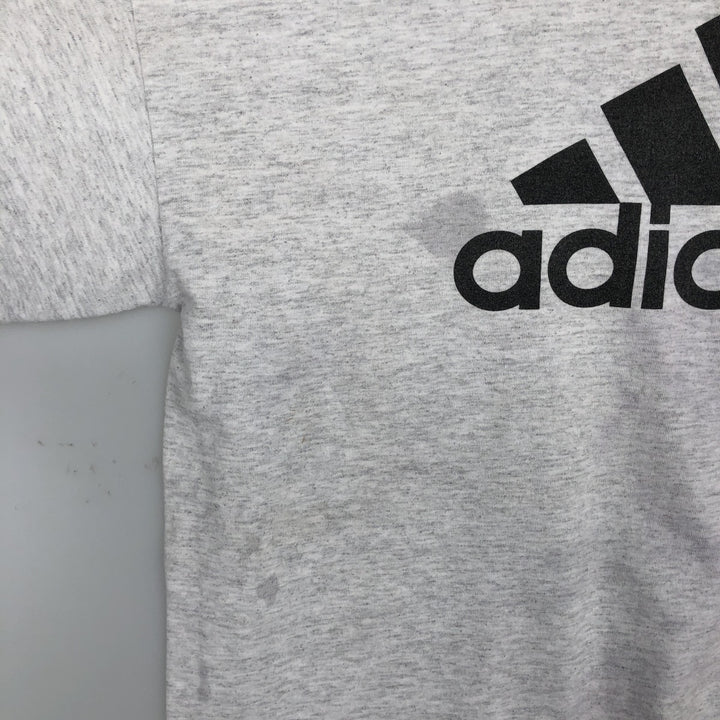 90'S Adidas back logo sports print t-shirt, made in USA, men's size L equivalent, vintage. cotton gray type Vintage Second Hand