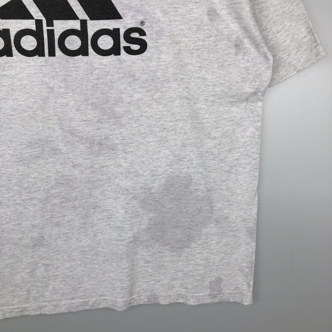 90'S Adidas back logo sports print t-shirt, made in USA, men's size L equivalent, vintage. cotton gray type Vintage Second Hand