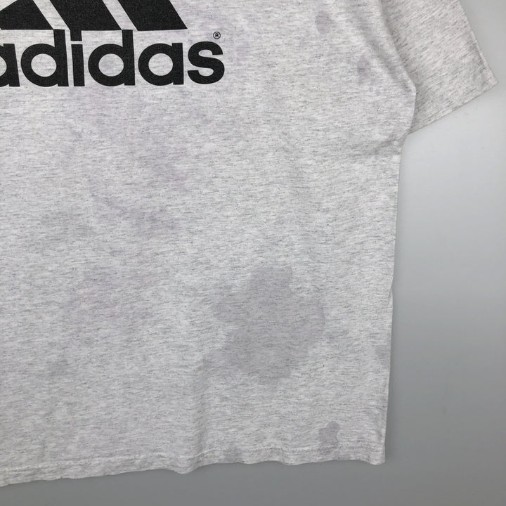 90'S Adidas back logo sports print t-shirt, made in USA, men's size L equivalent, vintage. cotton gray type Vintage Second Hand