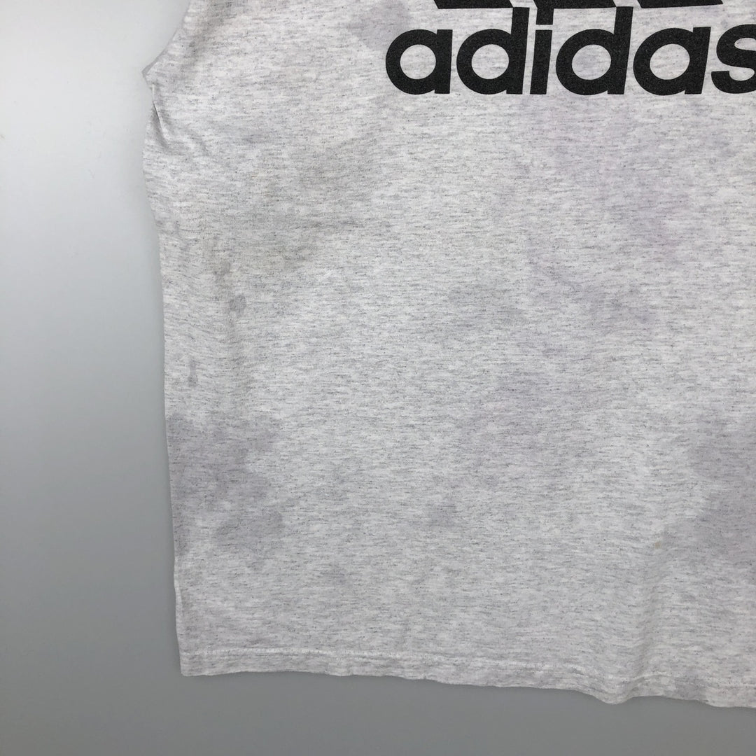 90'S Adidas back logo sports print t-shirt, made in USA, men's size L equivalent, vintage. cotton gray type Vintage Second Hand