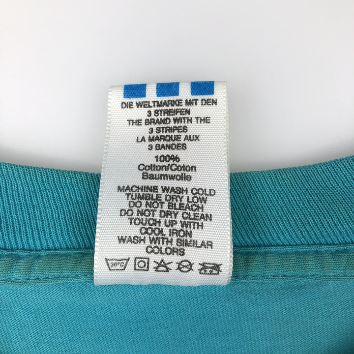 Vintage 90'S Adidas sports print T-shirt, Made in USA, Men's Size L cotton turquoise blue Vintage Second Hand