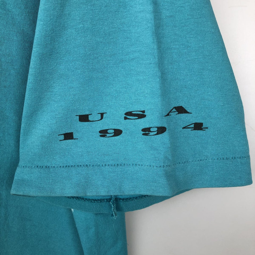 Vintage 90'S Adidas sports print T-shirt, Made in USA, Men's Size L cotton turquoise blue Vintage Second Hand
