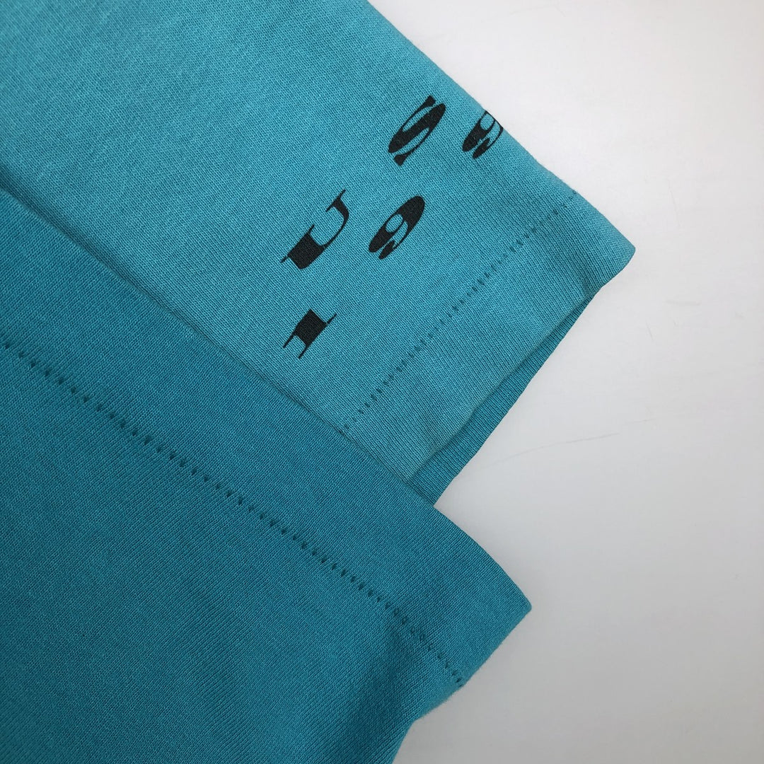 Vintage 90'S Adidas sports print T-shirt, Made in USA, Men's Size L cotton turquoise blue Vintage Second Hand
