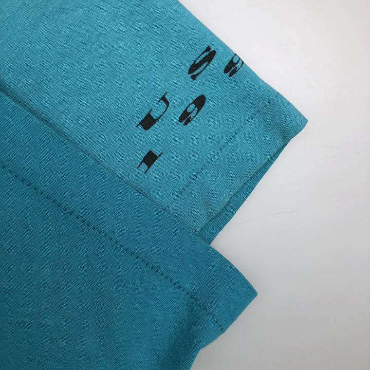 Vintage 90'S Adidas sports print T-shirt, Made in USA, Men's Size L cotton turquoise blue Vintage Second Hand