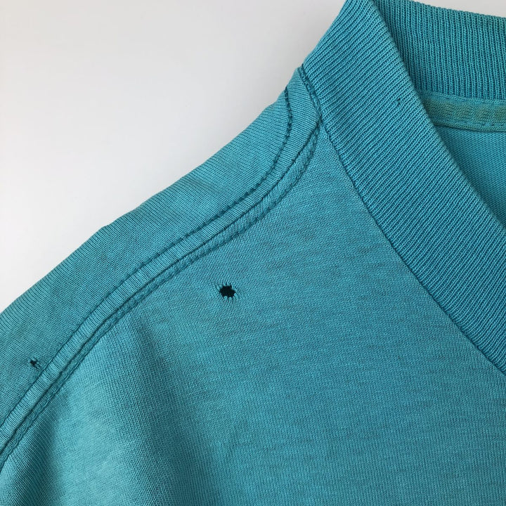 Vintage 90'S Adidas sports print T-shirt, Made in USA, Men's Size L cotton turquoise blue Vintage Second Hand