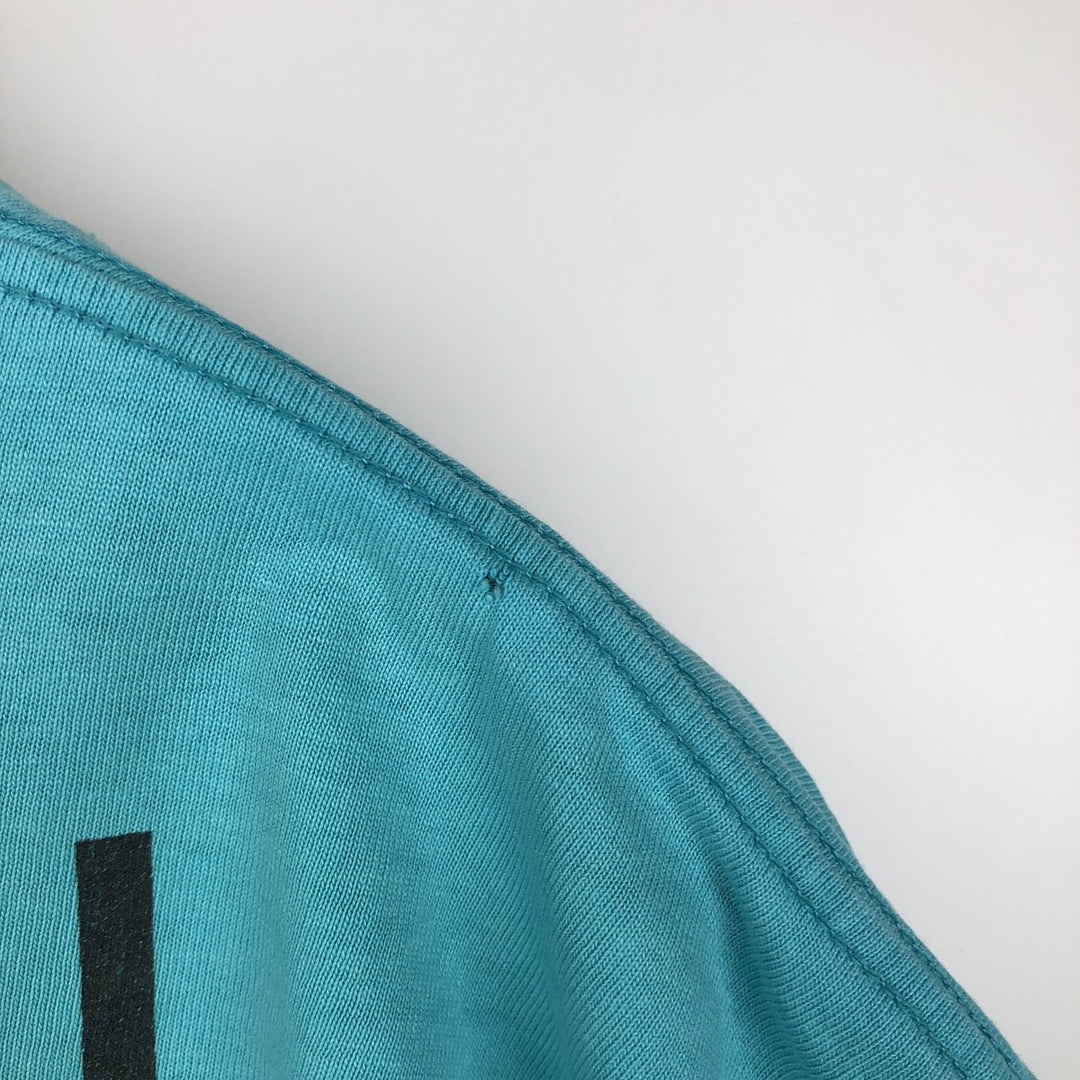 Vintage 90'S Adidas sports print T-shirt, Made in USA, Men's Size L cotton turquoise blue Vintage Second Hand