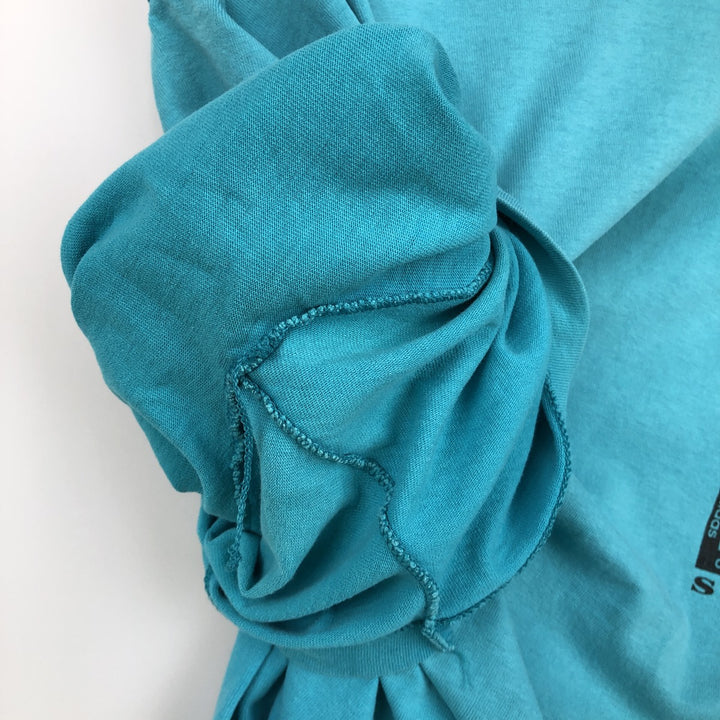 Vintage 90'S Adidas sports print T-shirt, Made in USA, Men's Size L cotton turquoise blue Vintage Second Hand