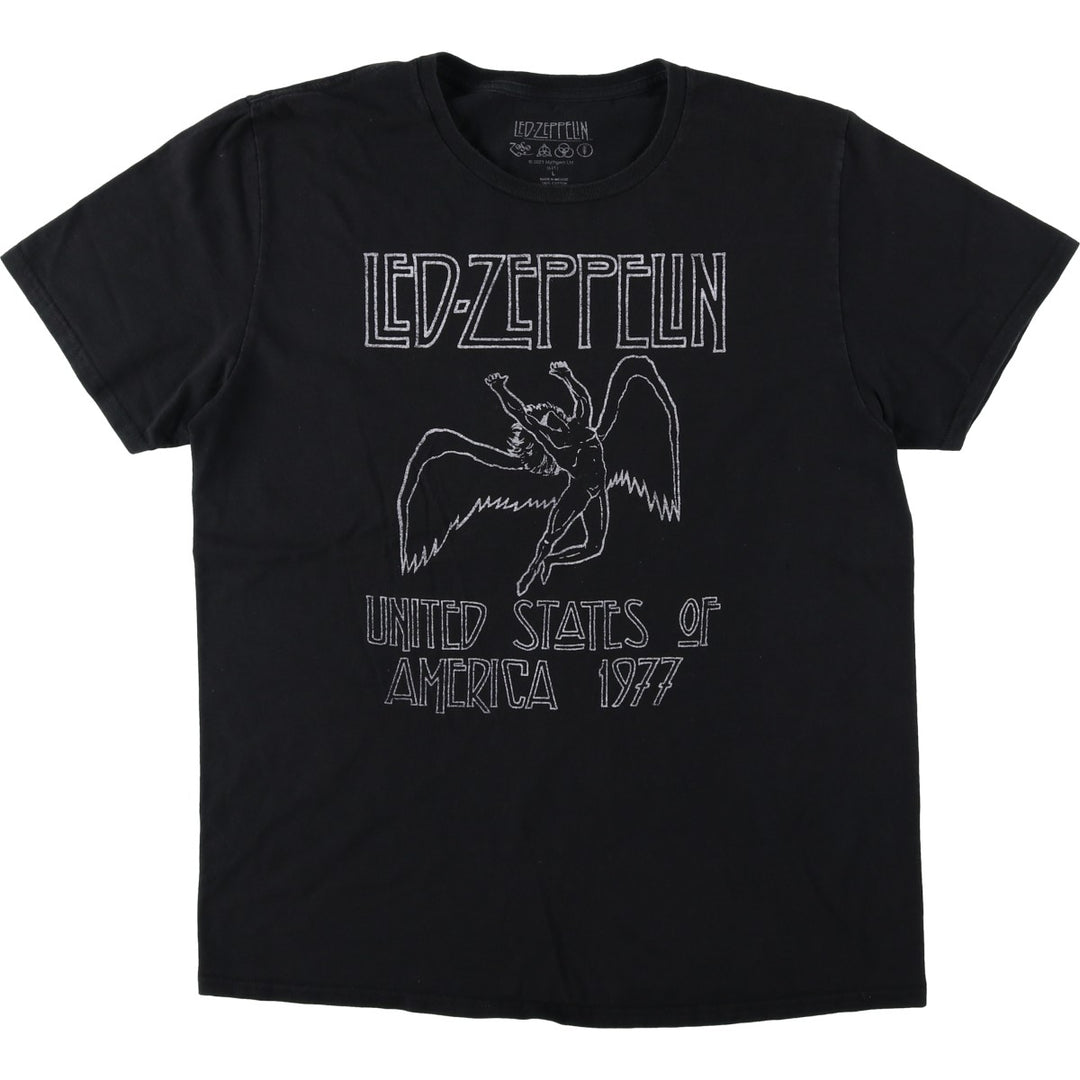 LED ZEPPELIN Led Zeppelin Band T-shirt Band T Men's L size cotton black type Vintage Second Hand