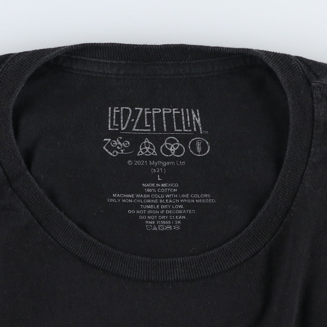 LED ZEPPELIN Led Zeppelin Band T-shirt Band T Men's L size cotton black type Vintage Second Hand