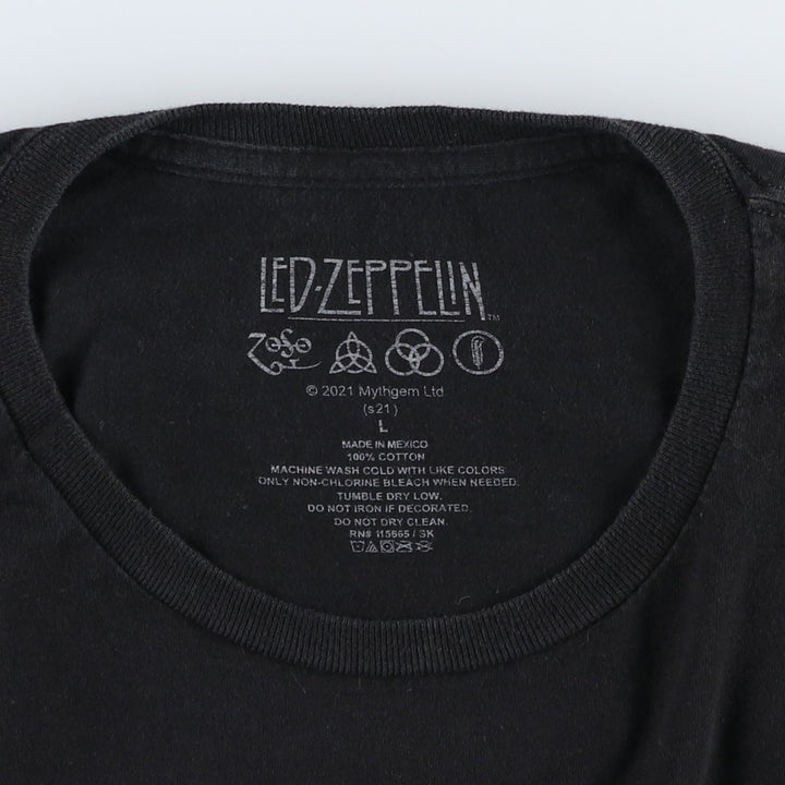 LED ZEPPELIN Led Zeppelin Band T-shirt Band T Men's L size cotton black type Vintage Second Hand