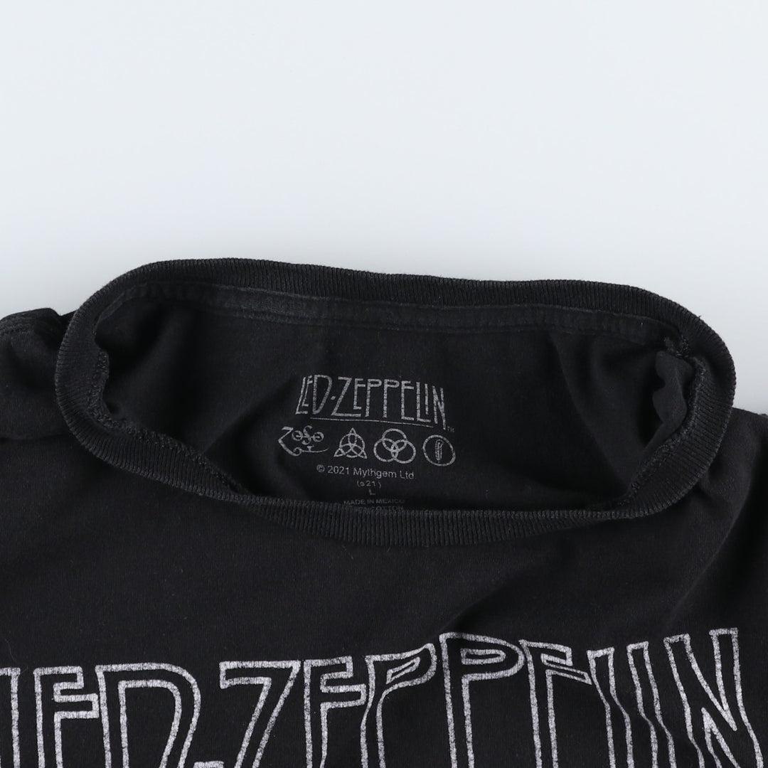 LED ZEPPELIN Led Zeppelin Band T-shirt Band T Men's L size cotton black type Vintage Second Hand
