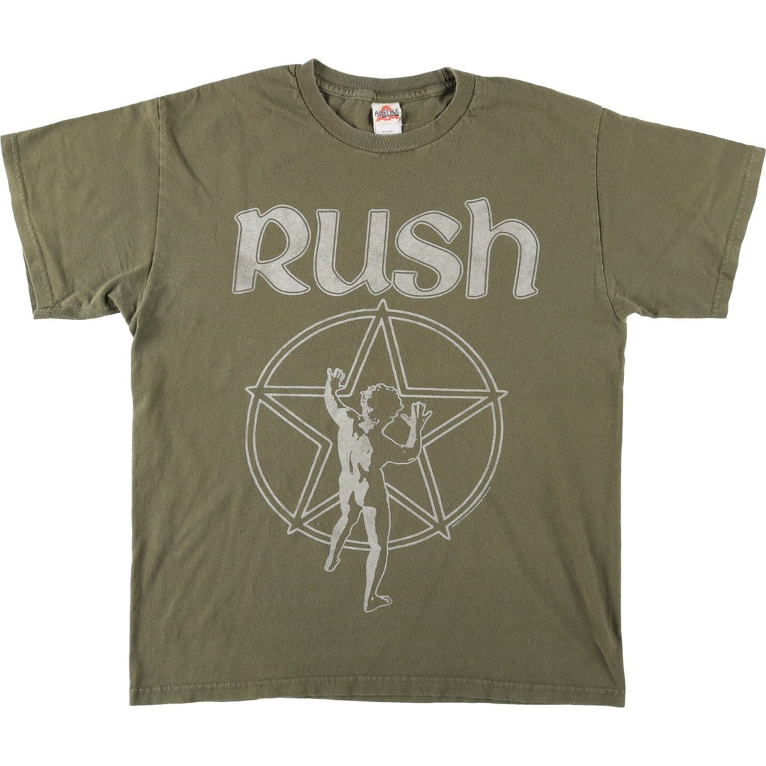 ALSTYLE RUSH Band T-shirt, Men's L size cotton Khaki type Vintage Second Hand