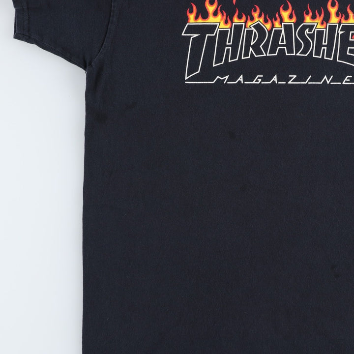Thrasher Fire Pattern Logo Print T-Shirt, Men's Size L (approx.) cotton black type Vintage Second Hand
