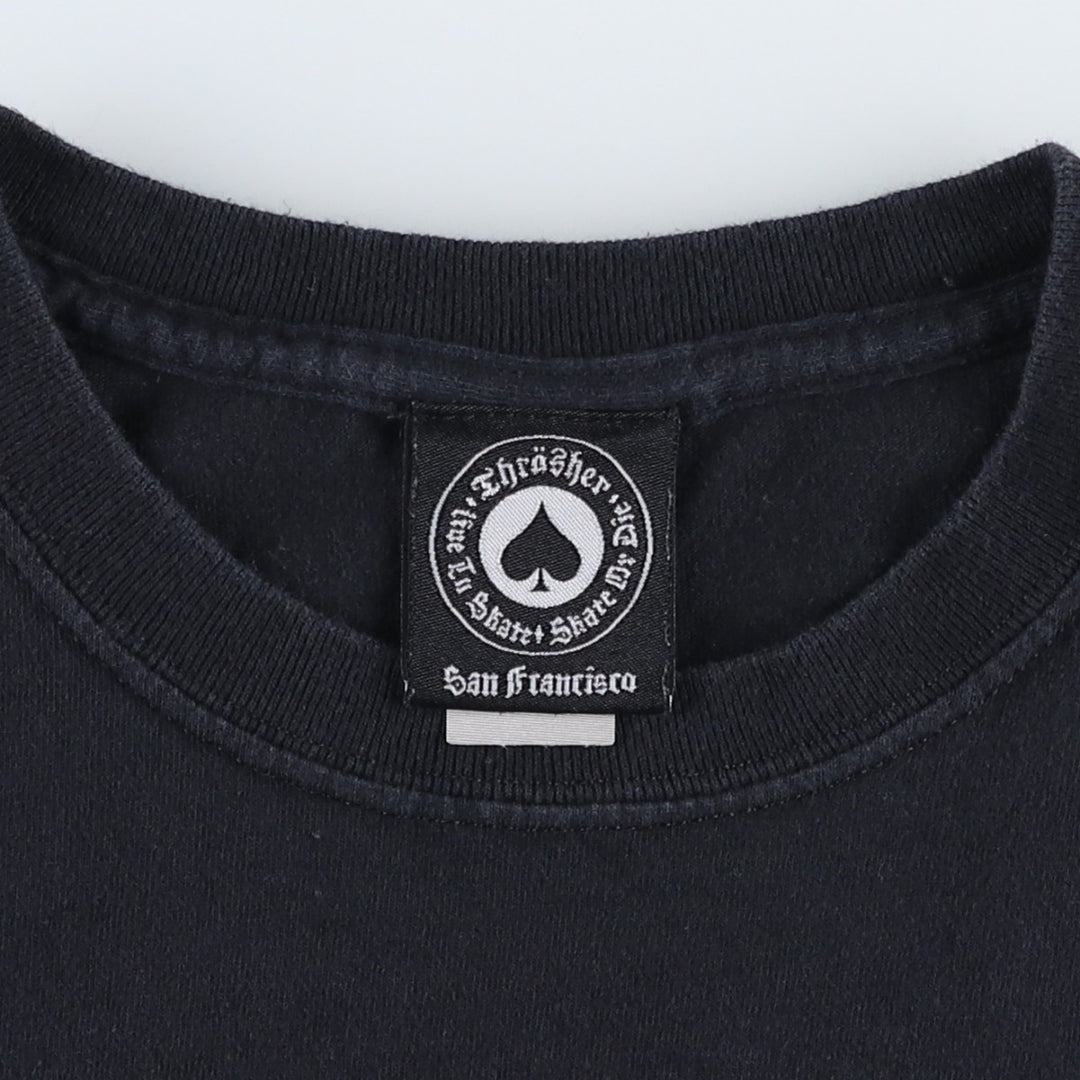 Thrasher surf skate T-shirt, men's size L cotton black type Vintage Second Hand