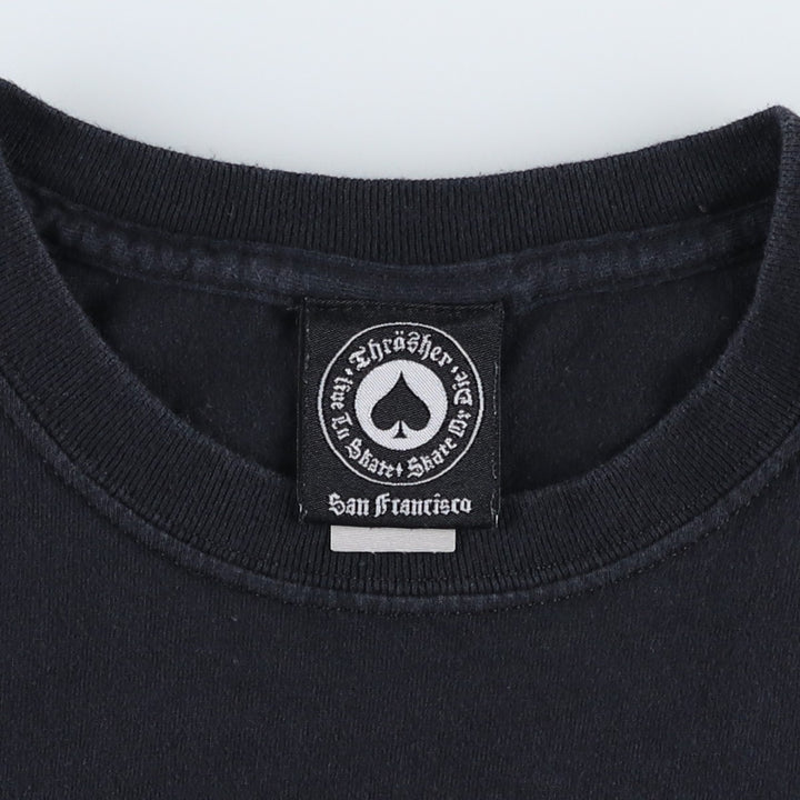 Thrasher surf skate T-shirt, men's size L cotton black type Vintage Second Hand