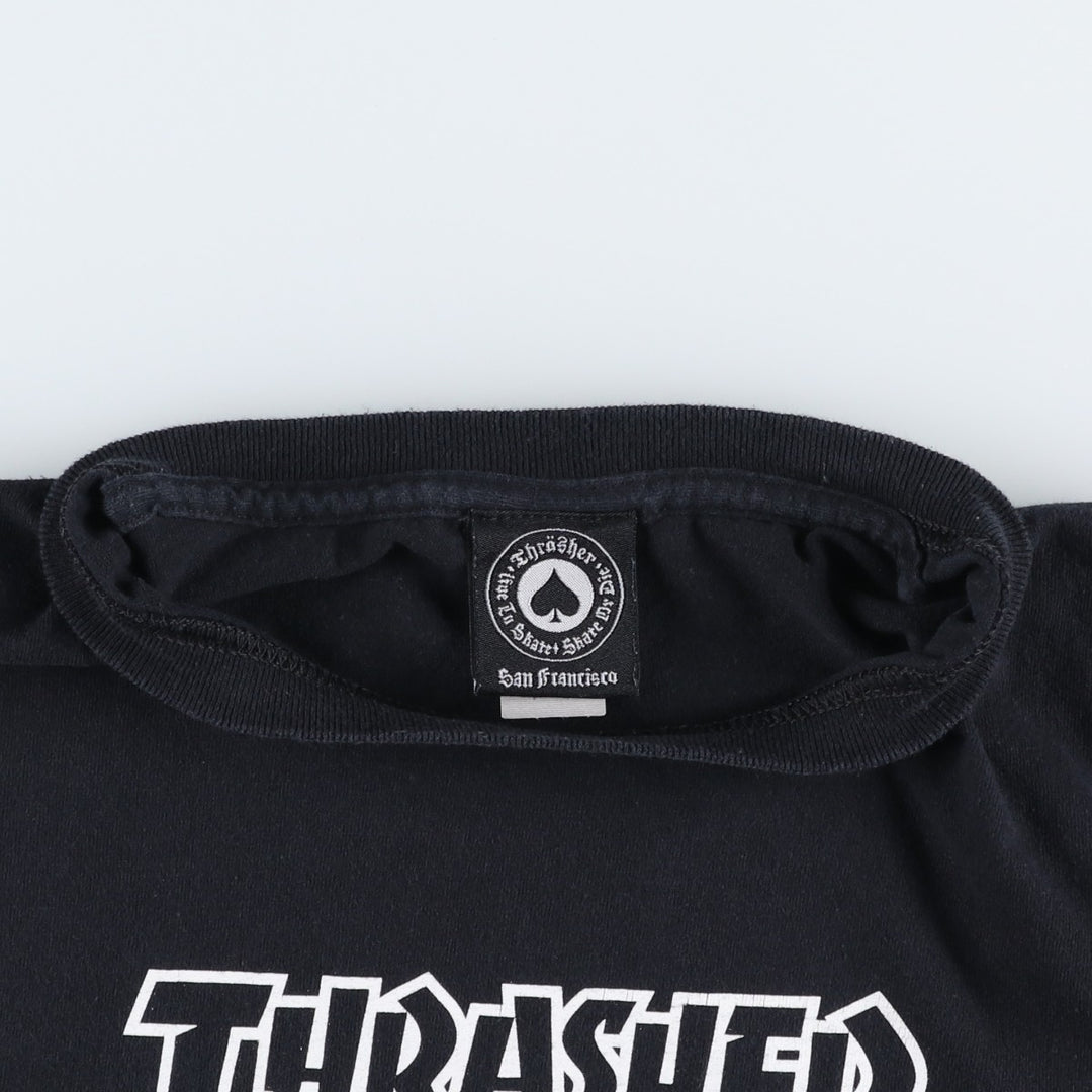 Thrasher surf skate T-shirt, men's size L cotton black type Vintage Second Hand