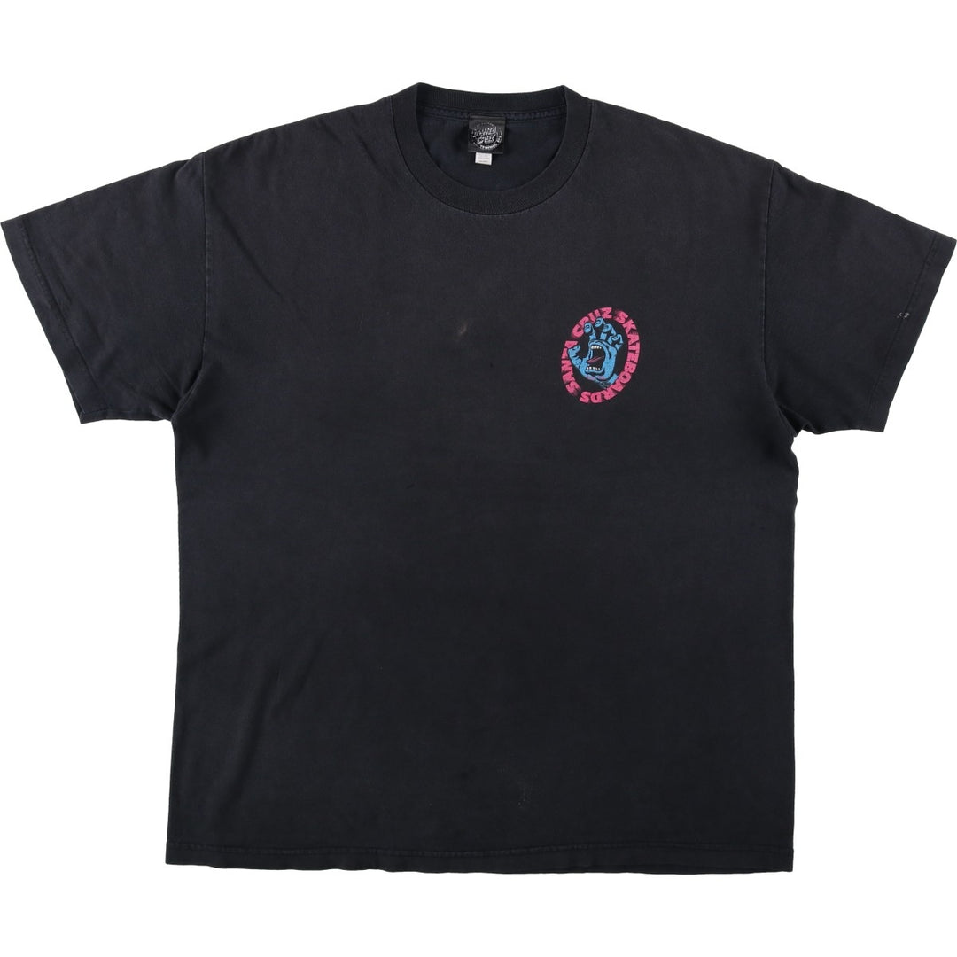 SANTA CRUZ Surf Skate T-shirt Men's XL size cotton black type Vintage Second Hand