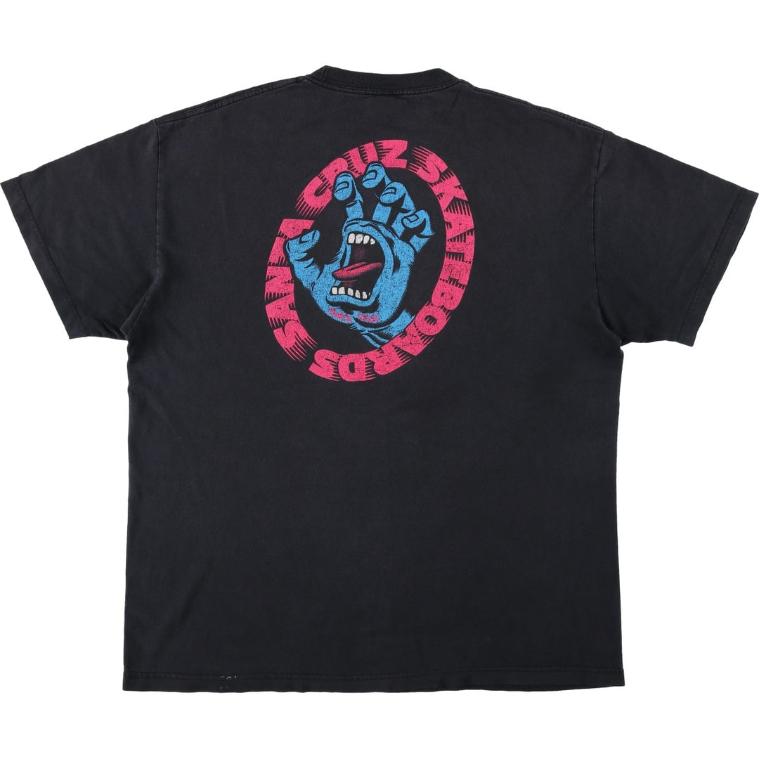 SANTA CRUZ Surf Skate T-shirt Men's XL size cotton black type Vintage Second Hand