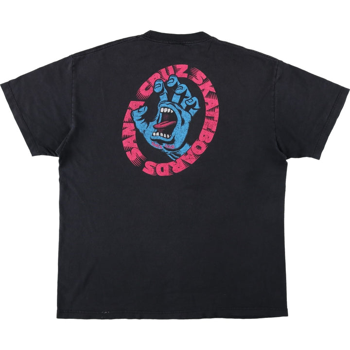 SANTA CRUZ Surf Skate T-shirt Men's XL size cotton black type Vintage Second Hand