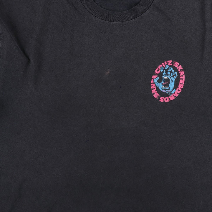 SANTA CRUZ Surf Skate T-shirt Men's XL size cotton black type Vintage Second Hand
